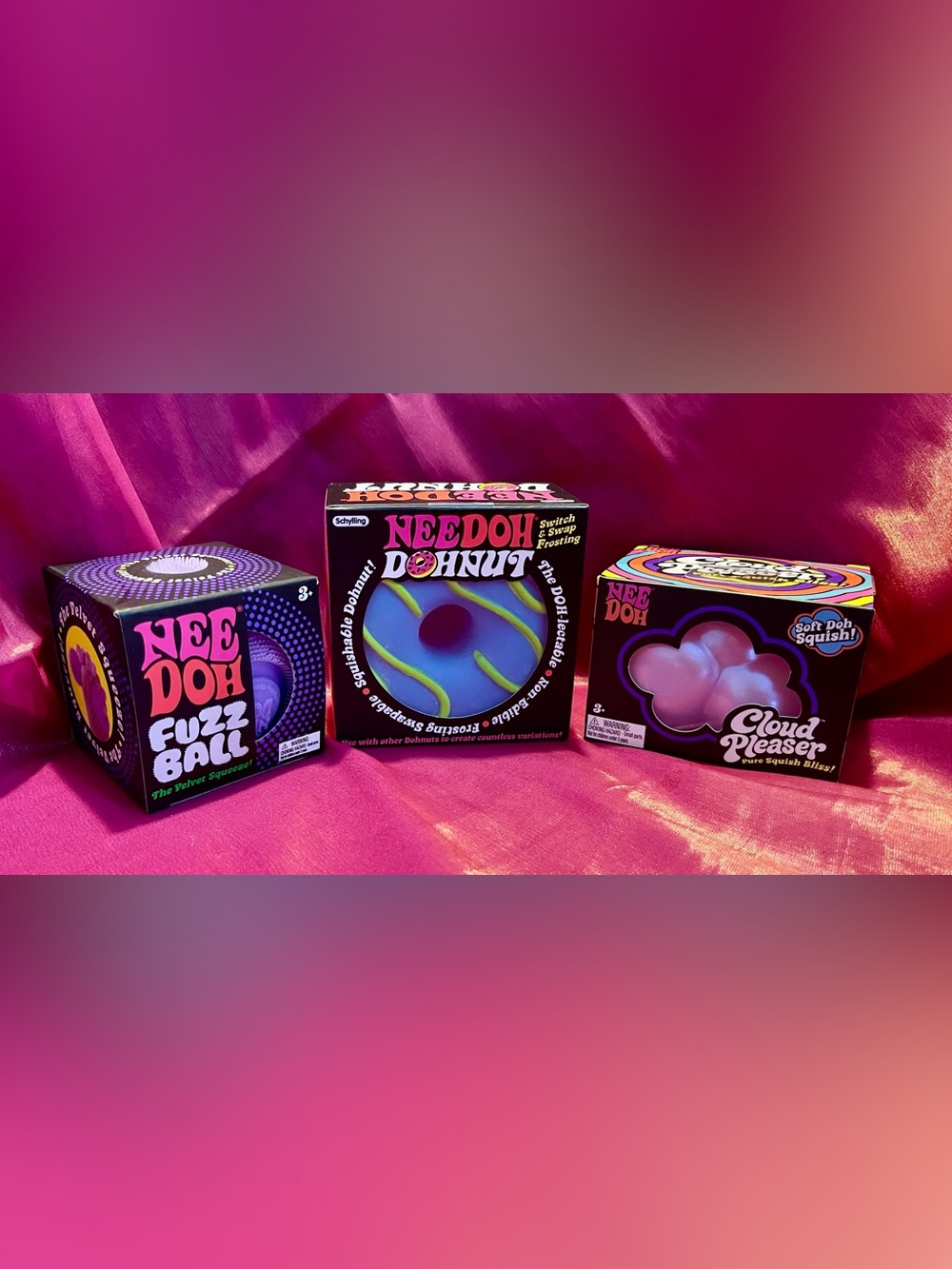 Authentic NeeDohs (1) Dohnut Blue/Pink (1) Cloud Pleaser (1) FuzzBall Purple